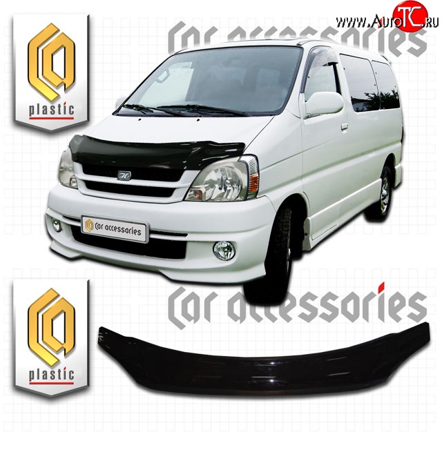 2 199 р. Дефлектор капота CA Plastic (черный)  Toyota Hiace Regius (1997-2002) (Classic черный, Без надписи)  с доставкой в г. Краснодар