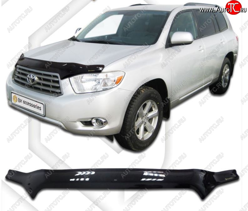 2 199 р. Дефлектор капота CA-Plastic  Toyota Highlander  XU40 (2007-2010) дорестайлинг (Classic черный, Без надписи)  с доставкой в г. Краснодар