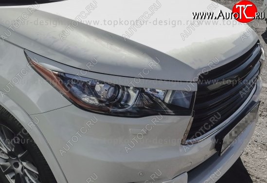 2 199 р. Реснички на фары TopKontur Design Toyota Highlander XU50 дорестайлинг (2013-2017) (Неокрашенные)  с доставкой в г. Краснодар