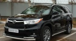 24 599 р. Защита переднего бампера (2 трубыØ63 и 42 мм, нержавейка) SLITKOFF  Toyota Highlander  XU50 (2013-2017) дорестайлинг  с доставкой в г. Краснодар. Увеличить фотографию 2