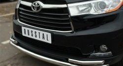 24 599 р. Защита переднего бампера (2 трубыØ63 и 42 мм, нержавейка) SLITKOFF  Toyota Highlander  XU50 (2013-2017) дорестайлинг  с доставкой в г. Краснодар. Увеличить фотографию 3