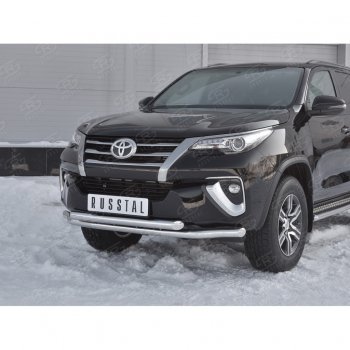 22 999 р. Защита переднего бампера (2 трубыØ63 мм, нержавейка) SLITKOFF  Toyota Highlander  XU50 (2013-2017) дорестайлинг  с доставкой в г. Краснодар. Увеличить фотографию 2