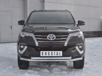 22 999 р. Защита переднего бампера (2 трубыØ63 мм, нержавейка) SLITKOFF  Toyota Highlander  XU50 (2013-2017) дорестайлинг  с доставкой в г. Краснодар. Увеличить фотографию 3