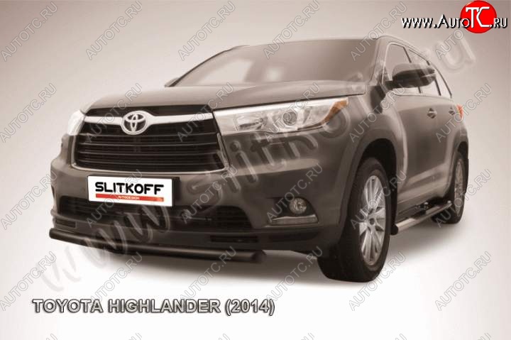 9 999 р. защита переднего бампера Slitkoff  Toyota Highlander  XU50 (2013-2017) дорестайлинг (Цвет: серебристый)  с доставкой в г. Краснодар