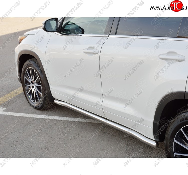 25 999 р. Защита порогов SLITKOFF из круглой трубы диаметром 63 мм SLITKOFF v3  Toyota Highlander  XU50 (2013-2017) дорестайлинг  с доставкой в г. Краснодар