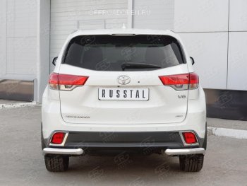 17 999 р. Защита заднего бампера (Ø63 мм уголки, нержавейка) SLITKOFF Toyota Highlander XU50 дорестайлинг (2013-2017)  с доставкой в г. Краснодар. Увеличить фотографию 3