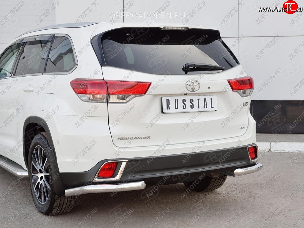 17 999 р. Защита заднего бампера (Ø63 мм уголки, нержавейка) SLITKOFF Toyota Highlander XU50 дорестайлинг (2013-2017)  с доставкой в г. Краснодар