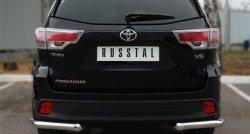 16 299 р. Защита заднего бампера (Ø63 мм уголки, нержавейка) SLITKOFF Toyota Highlander XU50 дорестайлинг (2013-2017)  с доставкой в г. Краснодар. Увеличить фотографию 2