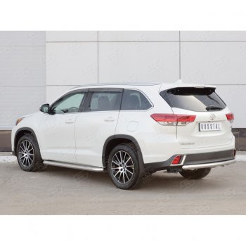 18 599 р. Защита заднего бампера (Ø63 мм, нержавейка) SLITKOFF  Toyota Highlander  XU50 (2013-2017) дорестайлинг  с доставкой в г. Краснодар. Увеличить фотографию 2