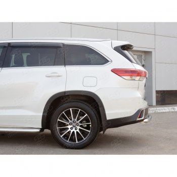 18 599 р. Защита заднего бампера (Ø63 мм, нержавейка) SLITKOFF  Toyota Highlander  XU50 (2013-2017) дорестайлинг  с доставкой в г. Краснодар. Увеличить фотографию 3