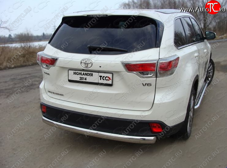 24 999 р. Защита заднего бампера (овальная) ТСС (нержавейка d75х42 мм)  Toyota Highlander  XU50 (2013-2017) дорестайлинг  с доставкой в г. Краснодар