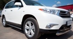 13 299 р. Защита порогов из круглой трубы диаметром 76 мм (рестайлинг) Russtal  Toyota Highlander  XU40 (2010-2013) рестайлинг (Защита порогов с со скосами на торцах (вариант 1))  с доставкой в г. Краснодар. Увеличить фотографию 12