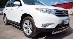 13 299 р. Защита порогов из круглой трубы диаметром 76 мм (рестайлинг) Russtal  Toyota Highlander  XU40 (2010-2013) рестайлинг (Защита порогов с со скосами на торцах (вариант 1))  с доставкой в г. Краснодар. Увеличить фотографию 4