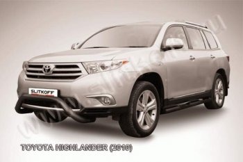 Кенгурятник d76 низкий мини чернаый Toyota Highlander XU40 рестайлинг (2010-2013)