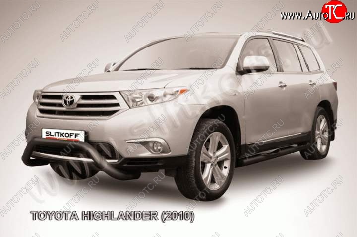 24 999 р. Кенгурятник d76 низкий мини чернаый  Toyota Highlander  XU40 (2010-2013) рестайлинг (Цвет: серебристый)  с доставкой в г. Краснодар