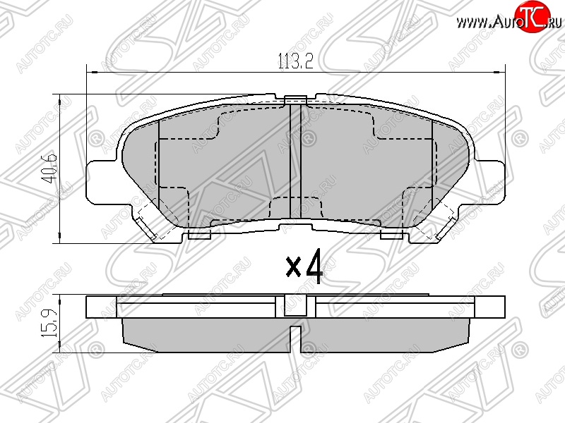 859 р. Колодки тормозные SAT (задние)  Toyota Highlander  XU40 (2007-2013) дорестайлинг, рестайлинг  с доставкой в г. Краснодар