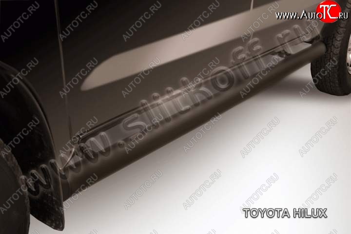 14 449 р. Защита порогов Slitkoff Toyota Hilux AN20,AN30  2-ой рестайлинг (2011-2016) (Цвет: серебристый)  с доставкой в г. Краснодар