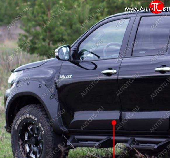 3 499 р. Молдинг двери RA (передний левый)  Toyota Hilux  AN120 (2016-2020) дорестайлинг (Поверхность глянец под покраску, Неокрашенный)  с доставкой в г. Краснодар