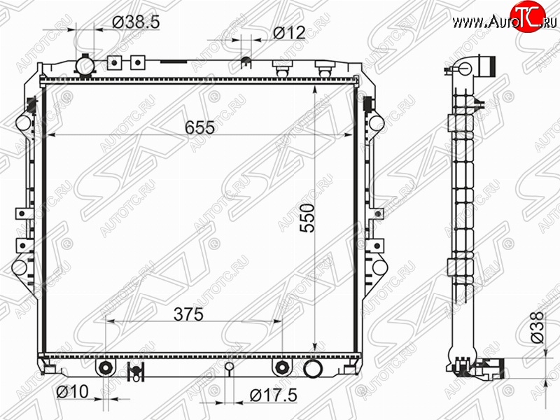 12 249 р. Радиатор двигателя SAT  Toyota Hilux  AN120 (2016-2020) дорестайлинг  с доставкой в г. Краснодар