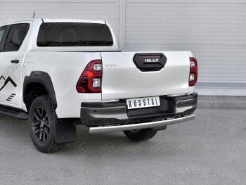 10 649 р. Защита заднего бампера (Ø75х42 мм, нержавейка) Russtal  Toyota Hilux  AN120 (2020-2024) 2-ой рестайлинг  с доставкой в г. Краснодар. Увеличить фотографию 2