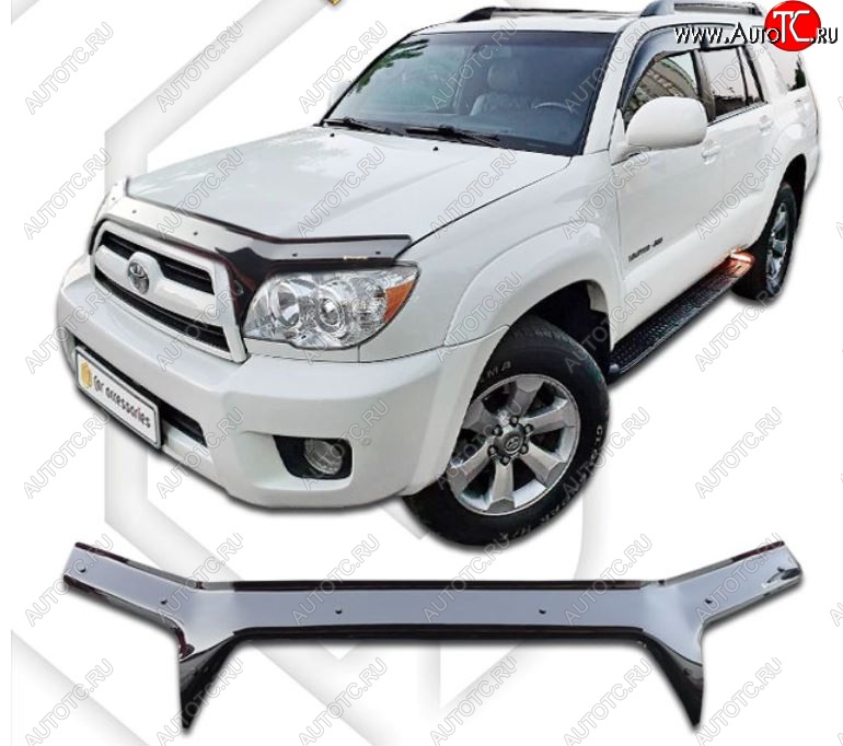 2 599 р. Дефлектор капота (GRN215W, TRN210W, TRN215W) CA-Plastiс  Toyota Hilux Surf  N210 (2005-2009) рестайлинг (Classic черный, Без надписи)  с доставкой в г. Краснодар