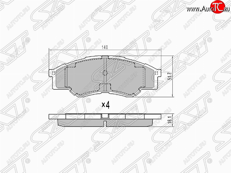 729 р. Колодки тормозные (передние) (короткая база) SAT  Toyota Hilux  AN10,AN20 (2004-2011) дорестайлинг, 1-ый рестайлинг  с доставкой в г. Краснодар