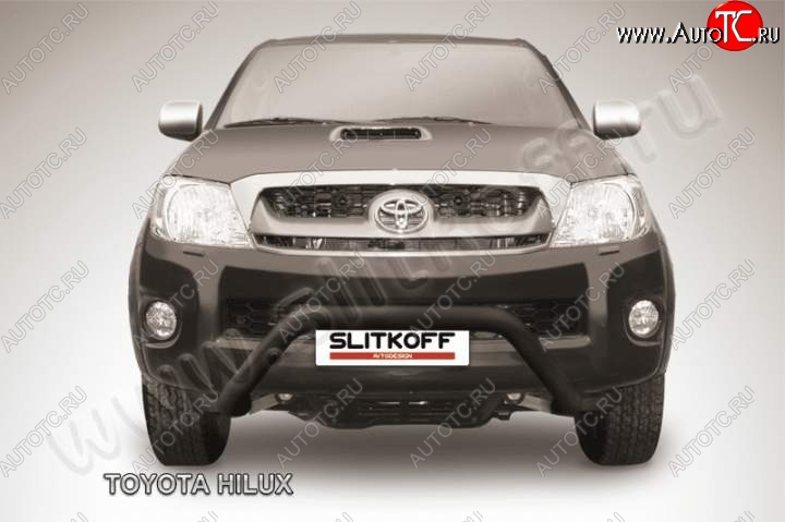 27 199 р. Кенгурятник d76 низкий широкий мини Slitkoff  Toyota Hilux  AN10,AN20 (2008-2011) 1-ый рестайлинг (Цвет: серебристый)  с доставкой в г. Краснодар