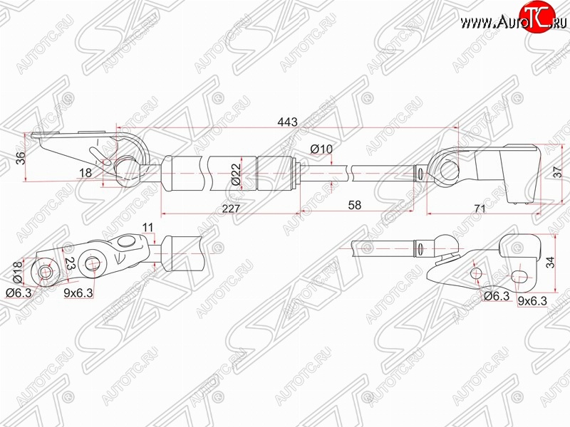 1 399 р. Левый газовый упор крышки багажника SAT  Toyota Ipsum  ACM20 (2001-2003) дорестайлинг  с доставкой в г. Краснодар