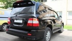 8 149 р. Накладка на задний бампер CT Toyota Land Cruiser 100 дорестайлинг (1998-2002) (Неокрашенная)  с доставкой в г. Краснодар. Увеличить фотографию 2