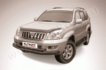 10 649 р. Защита переднего бампер Slitkoff Toyota Land Cruiser Prado J120 (2002-2009) (Цвет: серебристый)  с доставкой в г. Краснодар. Увеличить фотографию 1