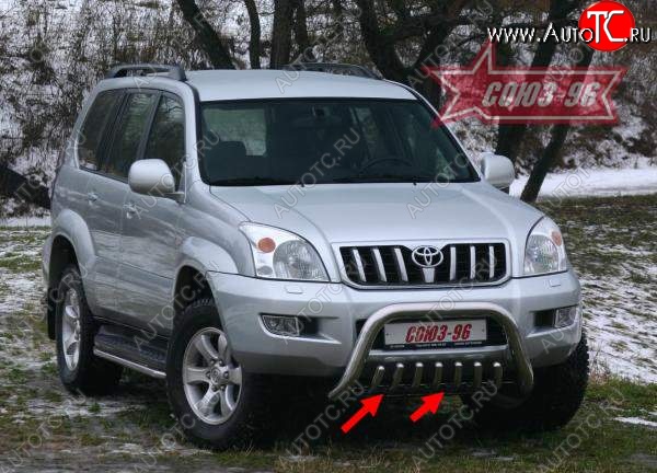 14 264 р. Защита переднего бампера нижняя Souz-96 Toyota Land Cruiser Prado J120 (2002-2009)  с доставкой в г. Краснодар