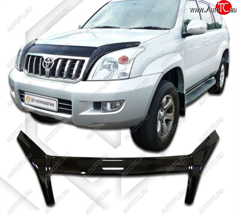 2 899 р. Дефлектор капота (J120-J125) CA-Plastic exclusive Toyota Land Cruiser Prado J120 (2002-2009) (Classic черный, Без надписи)  с доставкой в г. Краснодар