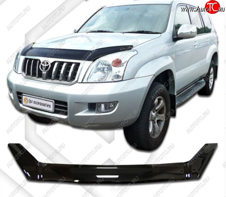 2 199 р. Дефлектор капота ( J120-J125) CA-Plastic Toyota Land Cruiser Prado J120 (2002-2009) (Classic черный, Без надписи)  с доставкой в г. Краснодар