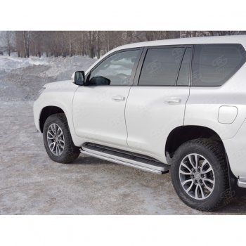 17 849 р. Защита порогов (Ø42 мм, нержавейка) SLITKOFF Toyota Land Cruiser Prado J150 2-ой рестайлинг (2017-2020)  с доставкой в г. Краснодар. Увеличить фотографию 3