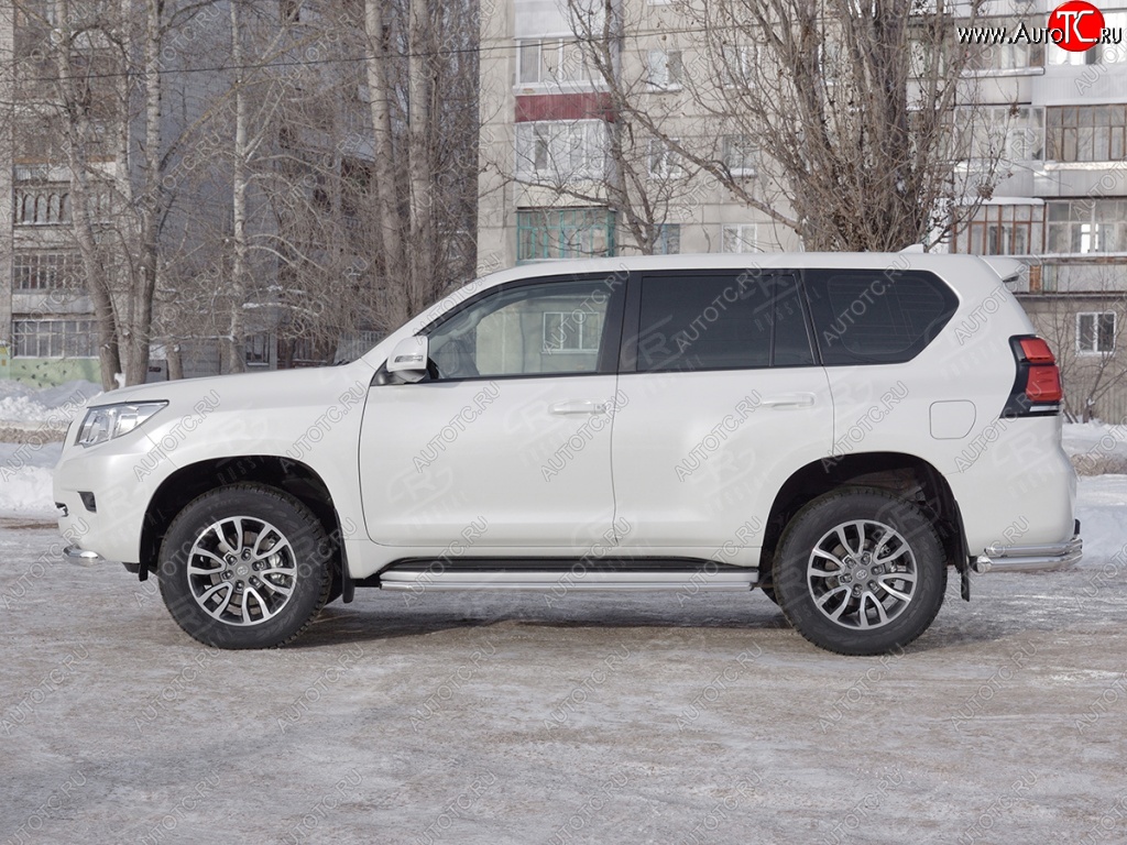 17 849 р. Защита порогов (Ø42 мм, нержавейка) SLITKOFF Toyota Land Cruiser Prado J150 2-ой рестайлинг (2017-2020)  с доставкой в г. Краснодар