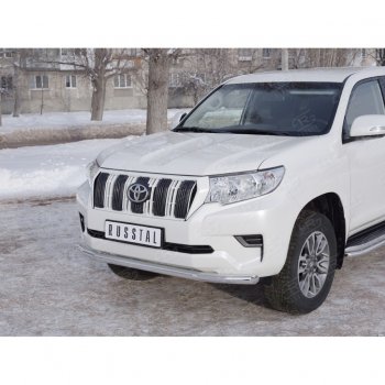 20 399 р. Защита переднего бампера (Ø63 мм, нержавейка) SLITKOFF  Toyota Land Cruiser Prado  J150 (2017-2020) 2-ой рестайлинг  с доставкой в г. Краснодар. Увеличить фотографию 2