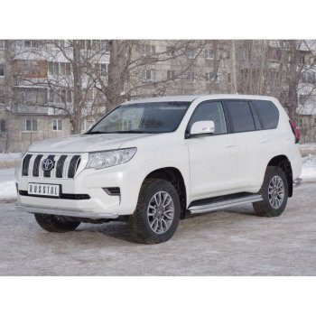 20 399 р. Защита переднего бампера (Ø63 мм, нержавейка) SLITKOFF  Toyota Land Cruiser Prado  J150 (2017-2020) 2-ой рестайлинг  с доставкой в г. Краснодар. Увеличить фотографию 3