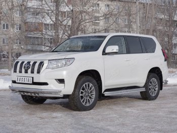 30 999 р. Защита переднего бампера (Ø63 мм c зубами Ø42, нержавейка) SLITKOFF Toyota Land Cruiser Prado J150 2-ой рестайлинг (2017-2020)  с доставкой в г. Краснодар. Увеличить фотографию 4