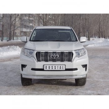 20 999 р. Одинарная защита переднего бампера диаметром 76 мм  Toyota Land Cruiser Prado  J150 (2017-2020) 2-ой рестайлинг  с доставкой в г. Краснодар. Увеличить фотографию 2