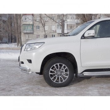 26 499 р. Защита переднего бампера (Ø63 мм с углами, нержавейка) SLITKOFF  Toyota Land Cruiser Prado  J150 (2017-2020) 2-ой рестайлинг  с доставкой в г. Краснодар. Увеличить фотографию 2