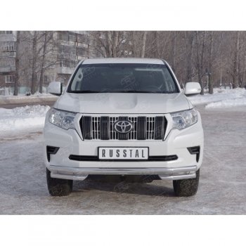 26 499 р. Защита переднего бампера (Ø63 мм с углами, нержавейка) SLITKOFF  Toyota Land Cruiser Prado  J150 (2017-2020) 2-ой рестайлинг  с доставкой в г. Краснодар. Увеличить фотографию 3