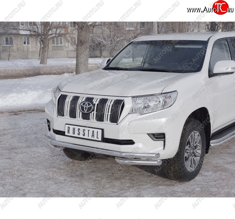 26 499 р. Защита переднего бампера (Ø63 мм с углами, нержавейка) SLITKOFF  Toyota Land Cruiser Prado  J150 (2017-2020) 2-ой рестайлинг  с доставкой в г. Краснодар