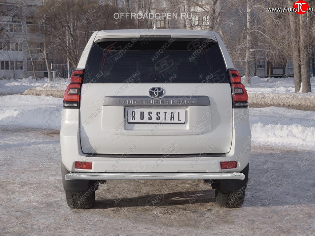 22 549 р. Защита заднего бампера (Ø63 мм, нержавейка) SLITKOFF  Toyota Land Cruiser Prado  J150 (2017-2020) 2-ой рестайлинг  с доставкой в г. Краснодар