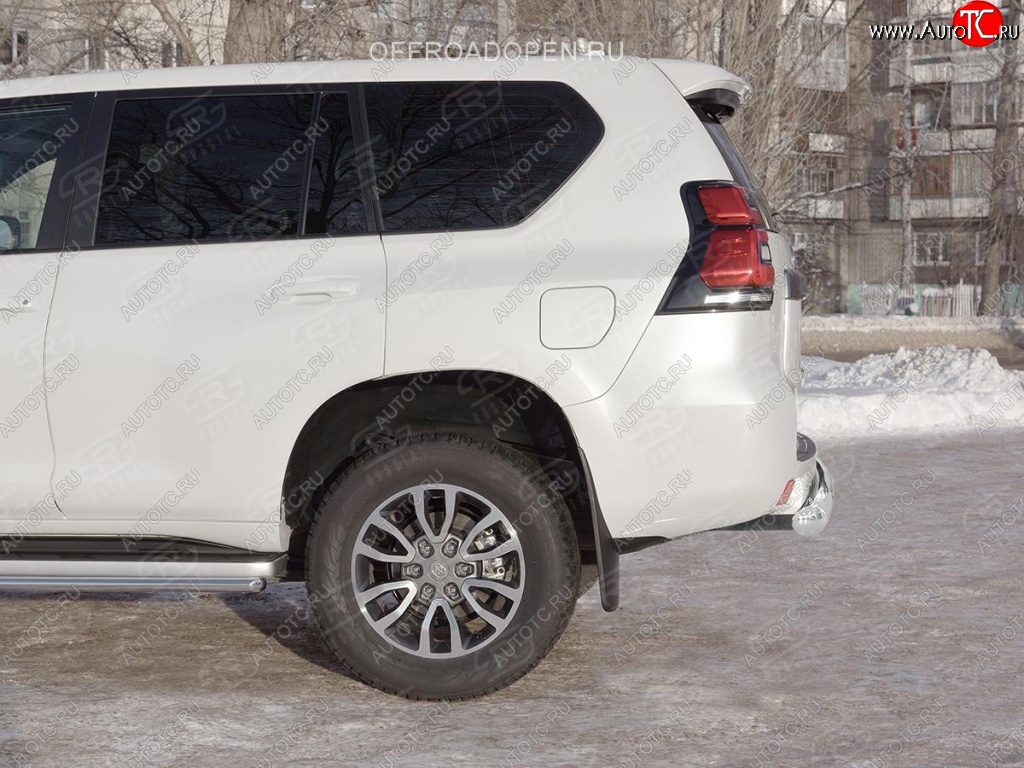 17 399 р. Защита заднего бампера (Ø76 мм, нержавейка) SLITKOFF Toyota Land Cruiser Prado J150 2-ой рестайлинг (2017-2020)  с доставкой в г. Краснодар