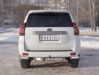 10 999 р. Защита заднего бампера (Ø76 мм уголки, нержавейка) SLITKOFF  Toyota Land Cruiser Prado  J150 (2017-2020) 2-ой рестайлинг  с доставкой в г. Краснодар. Увеличить фотографию 2