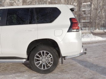 10 999 р. Защита заднего бампера (Ø76 мм уголки, нержавейка) SLITKOFF  Toyota Land Cruiser Prado  J150 (2017-2020) 2-ой рестайлинг  с доставкой в г. Краснодар. Увеличить фотографию 3