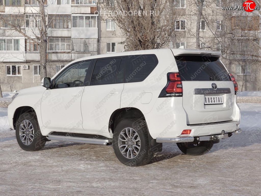 10 999 р. Защита заднего бампера (Ø76 мм уголки, нержавейка) SLITKOFF  Toyota Land Cruiser Prado  J150 (2017-2020) 2-ой рестайлинг  с доставкой в г. Краснодар