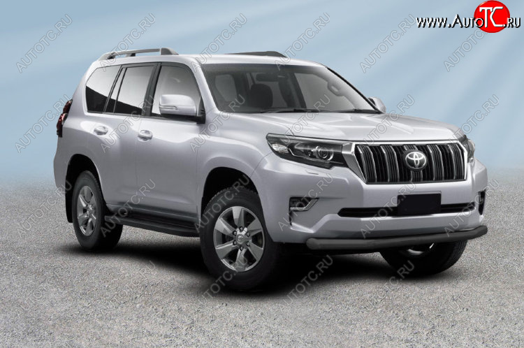 12 649 р. Защита переднего бампера Slitkoff (Ø мм). Toyota Land Cruiser Prado J150 2-ой рестайлинг (2017-2020) (Сталь с полимерным покрытием. Цвет: черный)  с доставкой в г. Краснодар