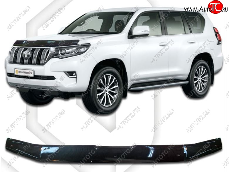 2 079 р. Дефлектор капота CA-Plastic  Toyota Land Cruiser Prado  J150 (2017-2020) 2-ой рестайлинг (Classic черный, Без надписи)  с доставкой в г. Краснодар