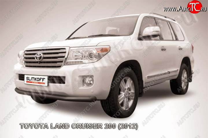 10 999 р. Защита переднего бампер Slitkoff Toyota Land Cruiser 200 1-ый рестайлинг (2012-2015) (Цвет: серебристый)  с доставкой в г. Краснодар